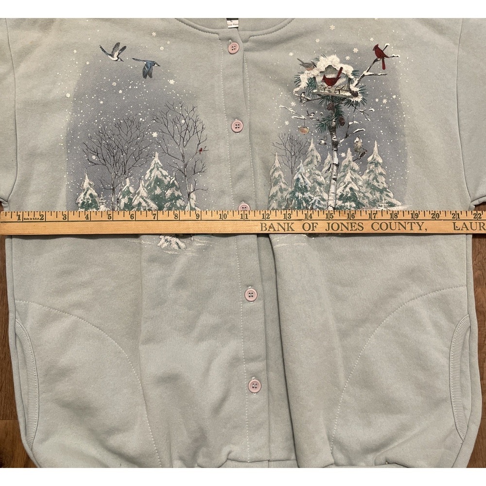 Vtg Cabelas For Women Cardigan Sweatshirt Womens L Snow Winter Birds Bunny NOS - Picture 13 of 16